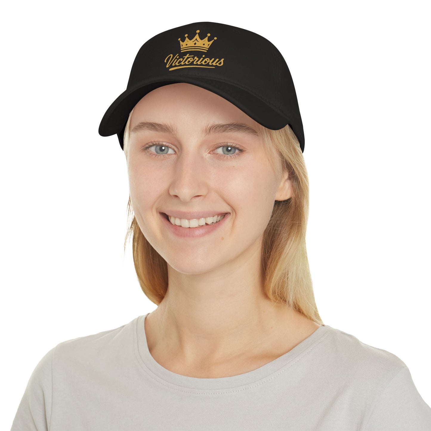 Victorious Crown Baseball Cap – Gold Script Low Profile Hat