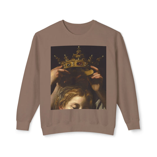 Crowned Madonna Crewneck Sweatshirt — Vintage Religious Art Print
