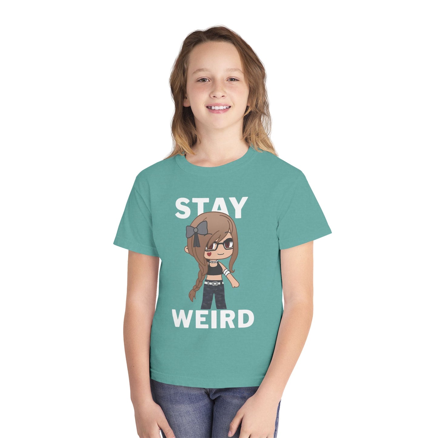 Stay Weird Youth Tee — Cute Girly Cartoon Character Graphic Shirt