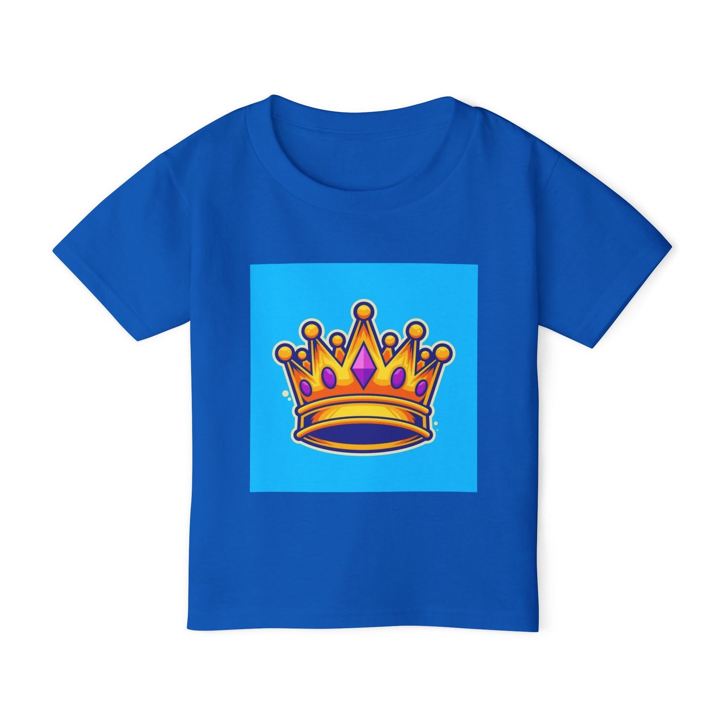 Toddler T-Shirt — Royal Crown Graphic Kids Tee (Bright Blue Background)