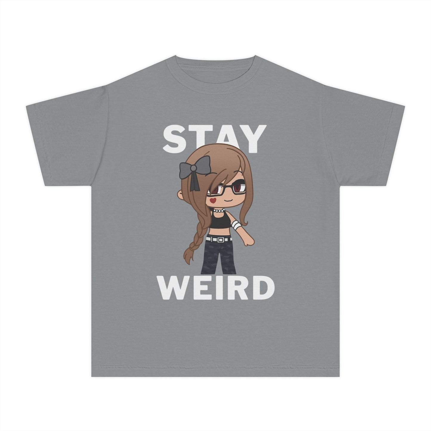 Stay Weird Youth Tee — Cute Girly Cartoon Character Graphic Shirt