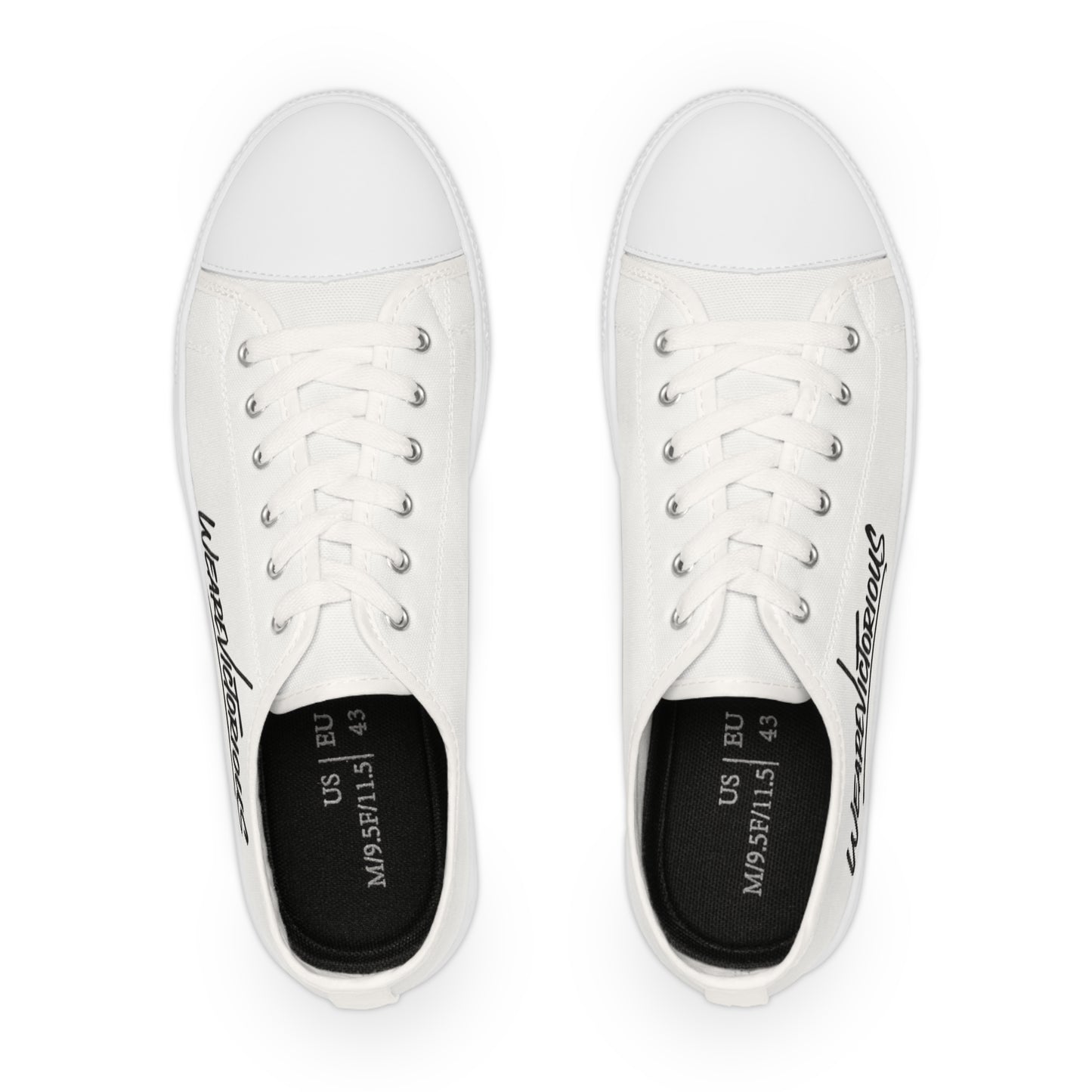 WeirdVictorious Script White Low-Top Sneakers