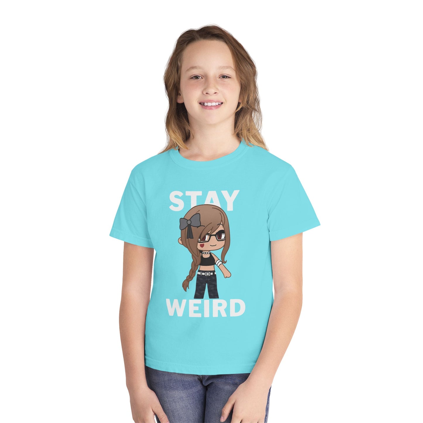 Stay Weird Youth Tee — Cute Girly Cartoon Character Graphic Shirt