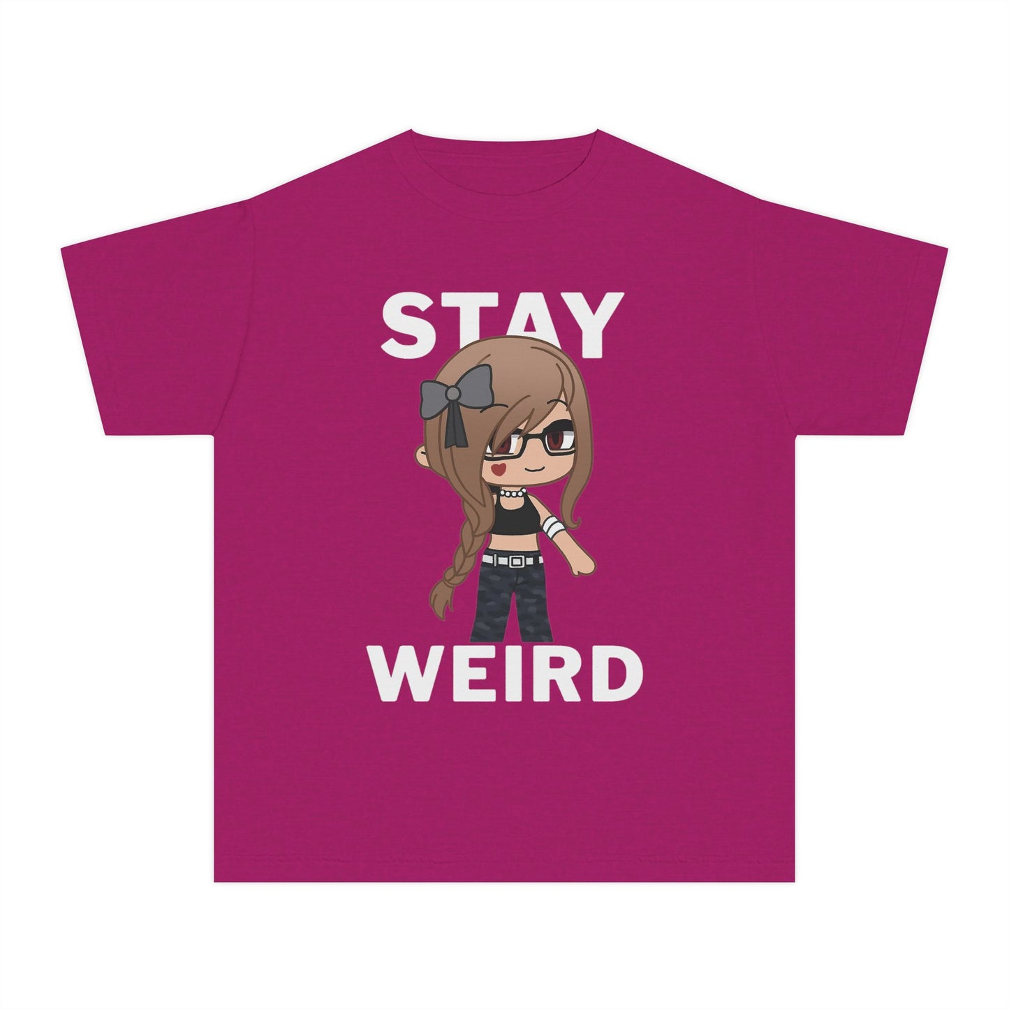 Stay Weird Youth Tee — Cute Girly Cartoon Character Graphic Shirt