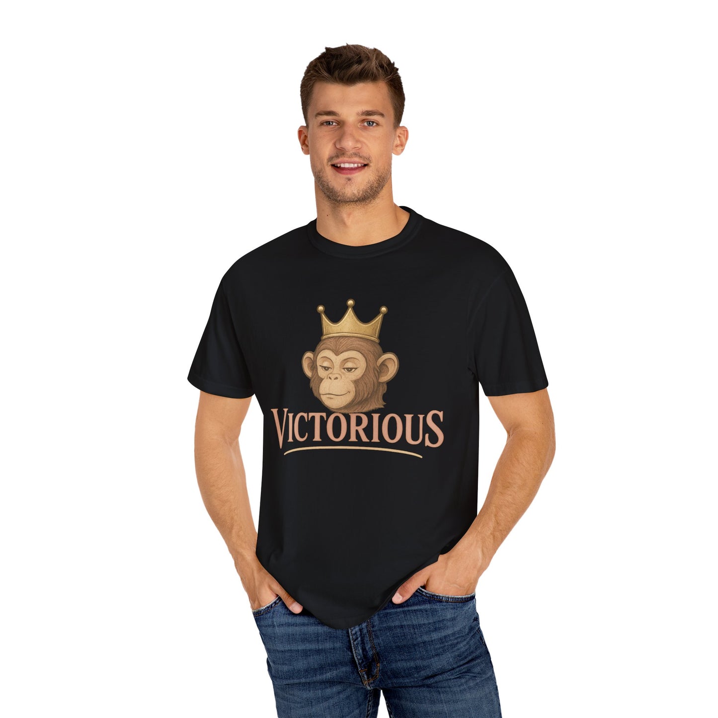 Victorious Monkey T-Shirt — Crowned Ape Graphic Tee