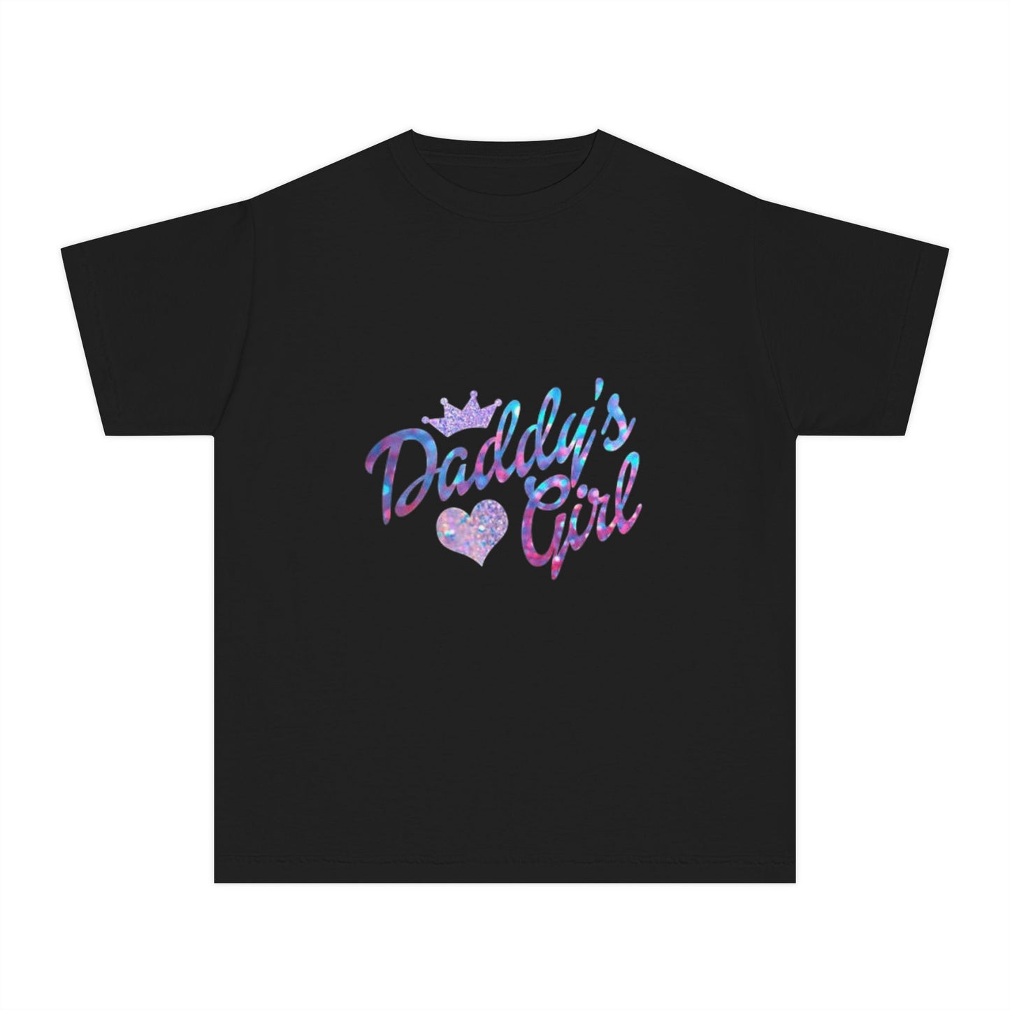 Daddy's Girl Youth Tee — Glitter Pink & Blue Graphic Shirt for Kids