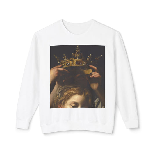 Crowned Madonna Crewneck Sweatshirt — Vintage Religious Art Print
