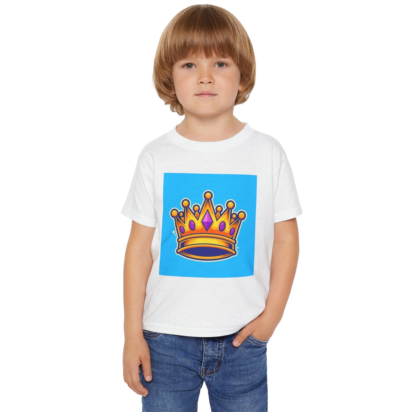 Toddler T-Shirt — Royal Crown Graphic Kids Tee (Bright Blue Background)