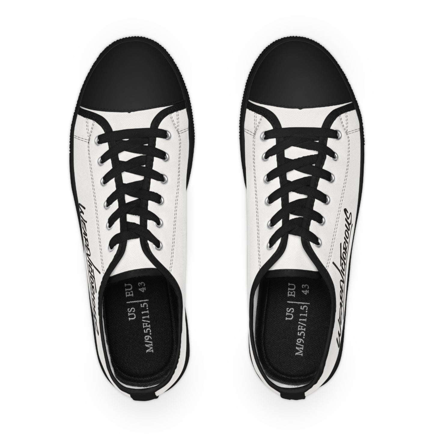 WeirdVictorious Script White Low-Top Sneakers