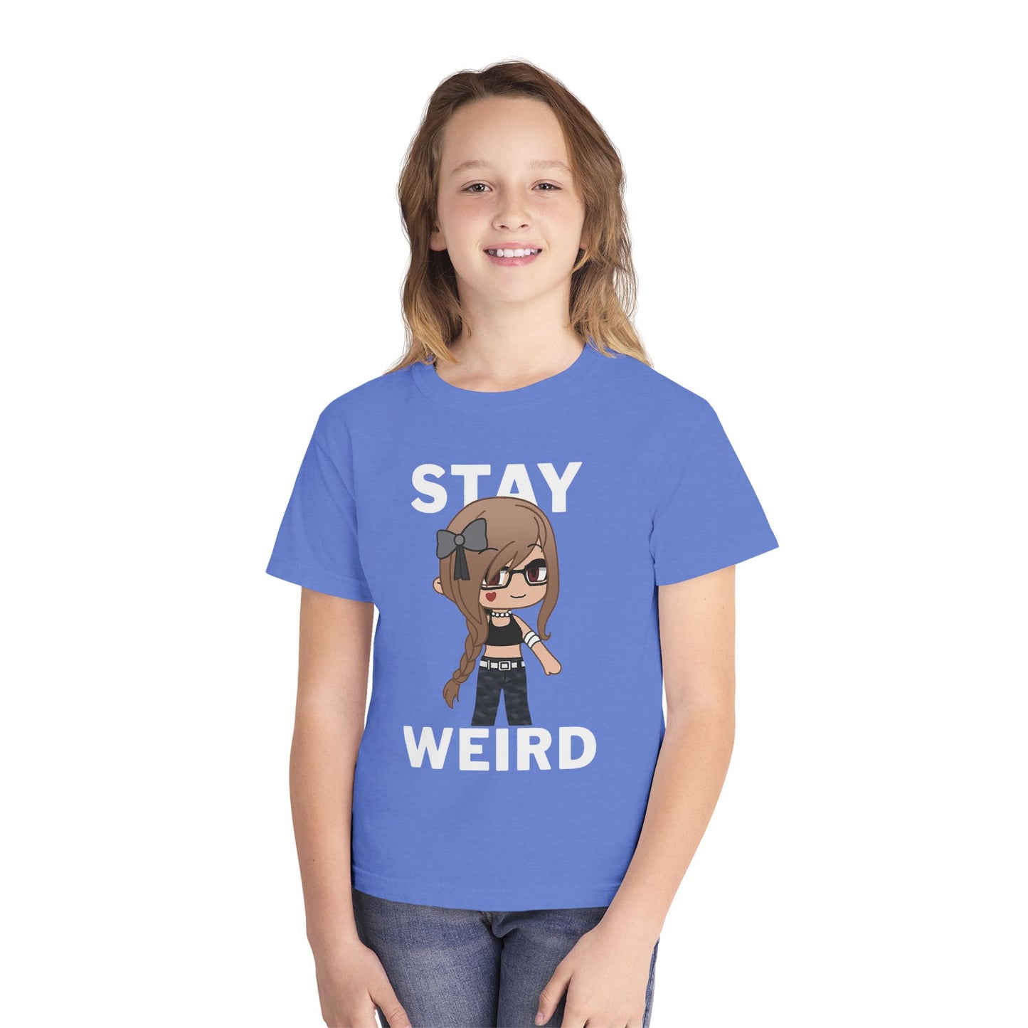 Stay Weird Youth Tee — Cute Girly Cartoon Character Graphic Shirt