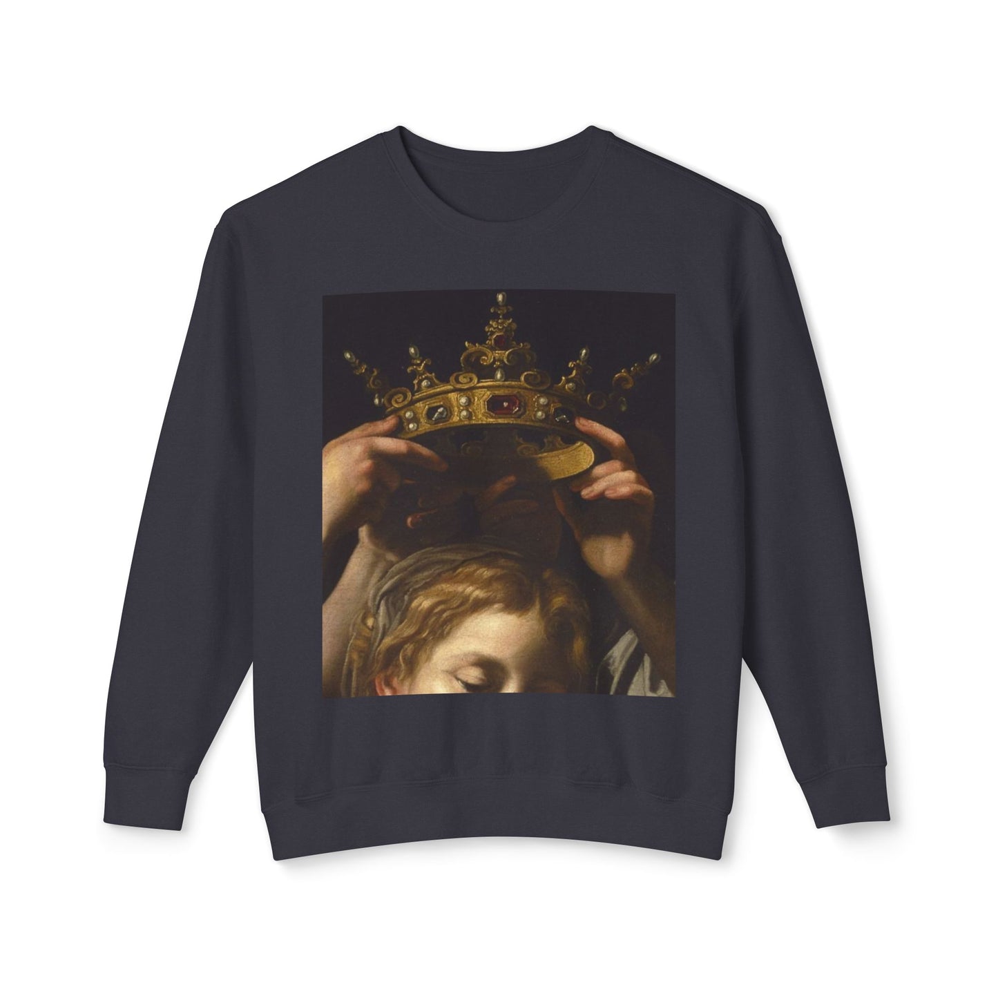 Crowned Madonna Crewneck Sweatshirt — Vintage Religious Art Print