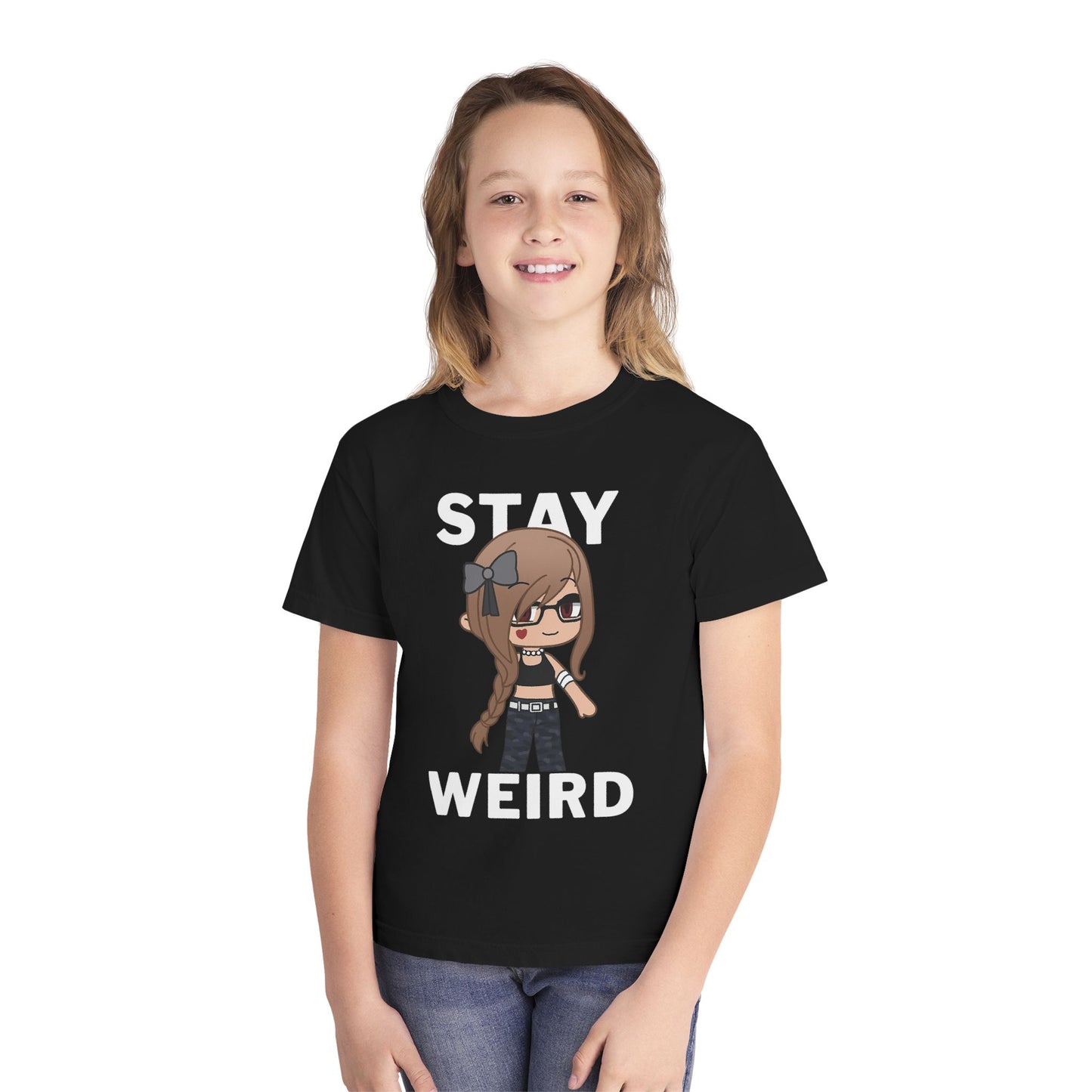 Stay Weird Youth Tee — Cute Girly Cartoon Character Graphic Shirt