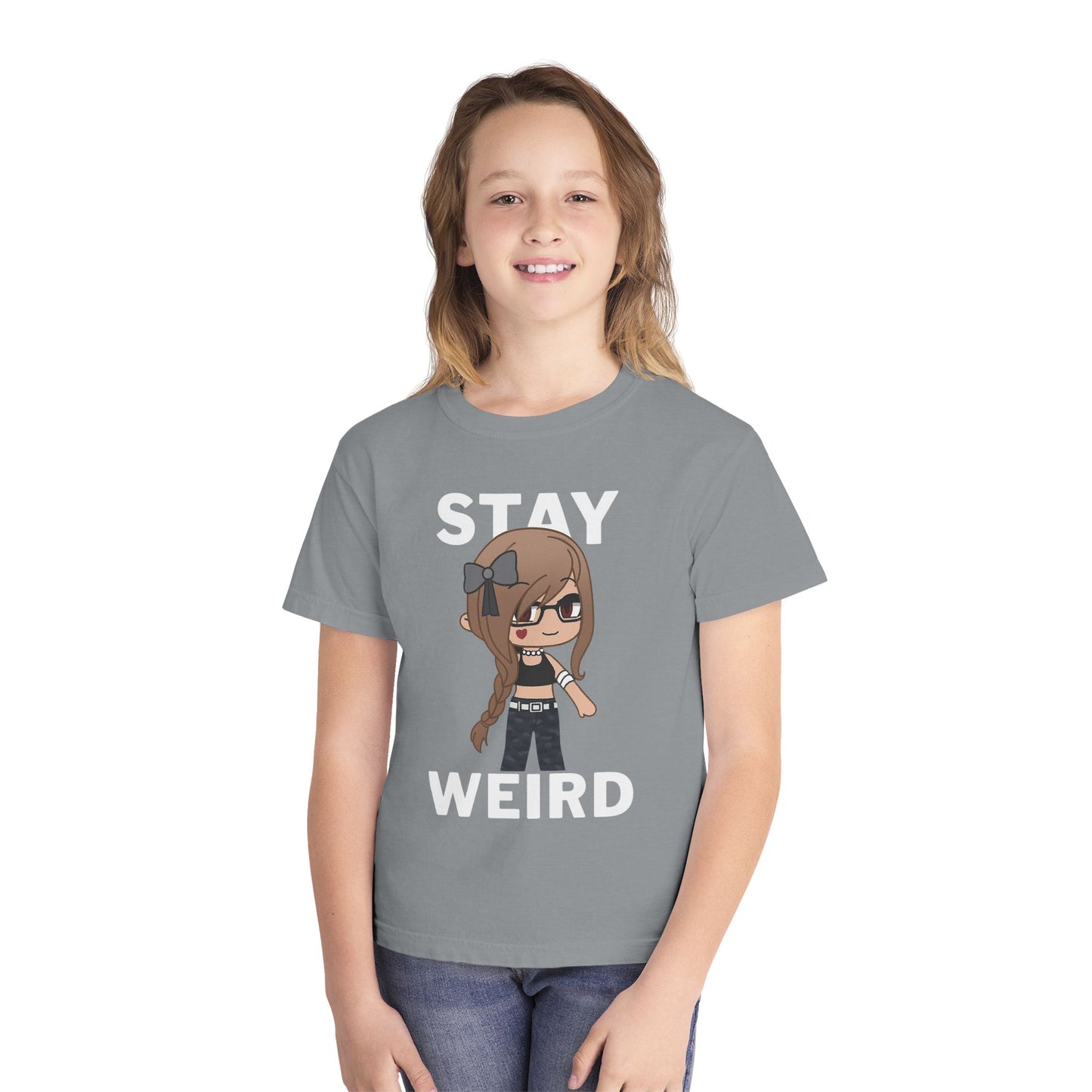 Stay Weird Youth Tee — Cute Girly Cartoon Character Graphic Shirt