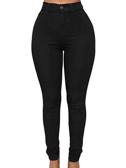 Black High Waist Skinny Jeans - High-Stretch Slim Fit